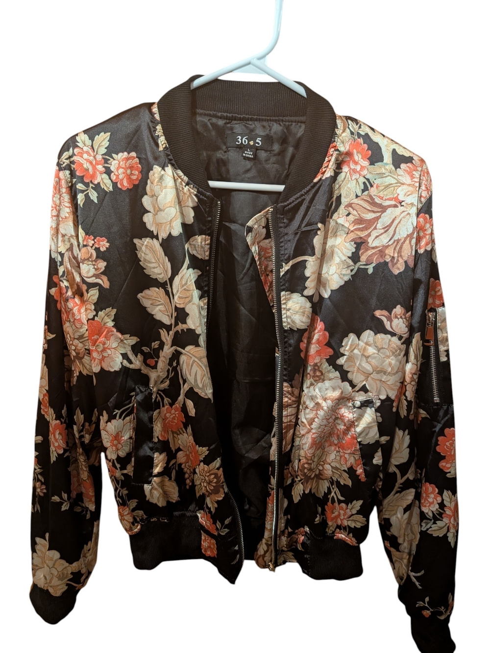 Women's Black Floral Bomber Jacket